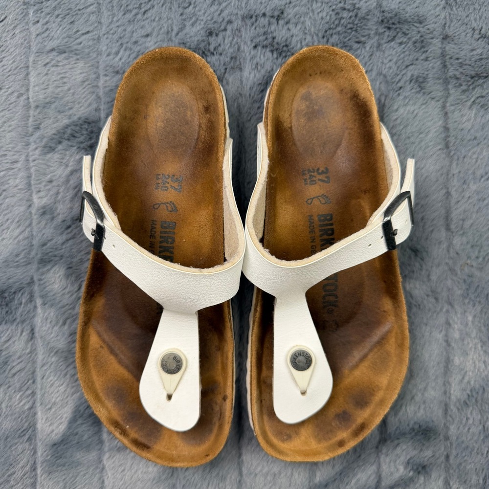Birkenstock Gizeh White Birko-Flor Thong Sandals Womens 37 L6 M4